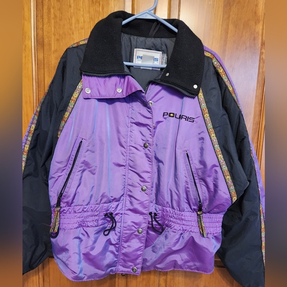 Polaris Jackets & Blazers - VINTAGE Polaris snowmobile and ski jacket Size L.  Purple and Black.